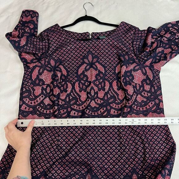 Gabby‎ Skye Pink Blue Print 3/4 Sleeve Dress Sz 20W - Picture 6 of 10